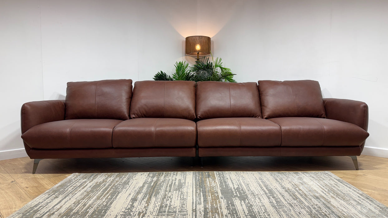 Sofology The Adler Leather 4 Seater in Relaxed Soft Brown