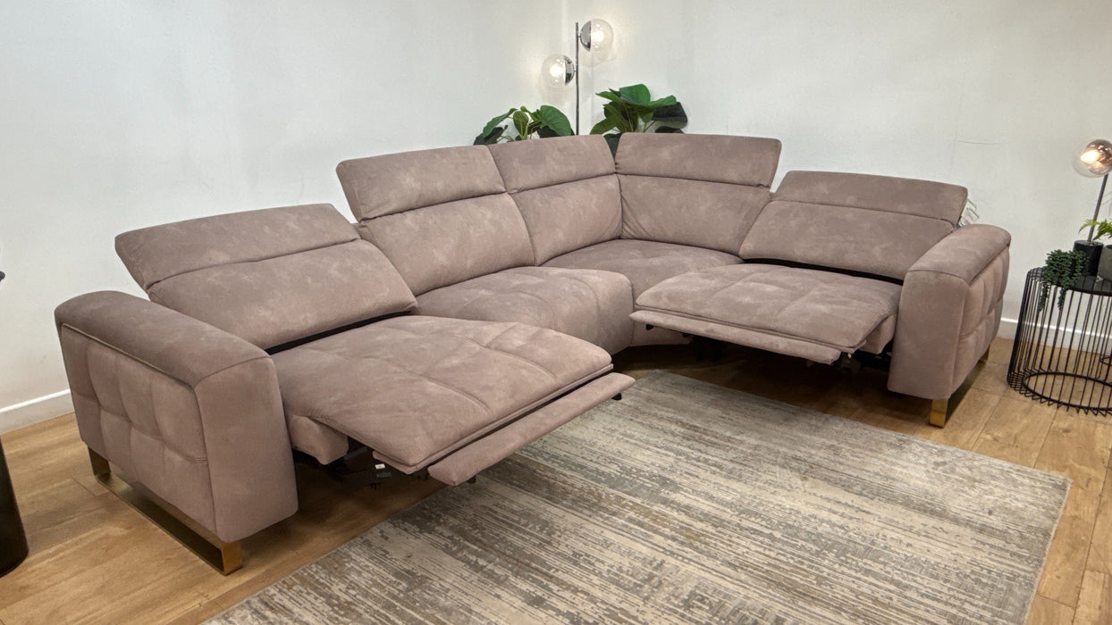 Sofology Marvella Fabric 3 Corner 1.5 Power Recliner/Headrest in Lifestyle Flecked Nutmeg