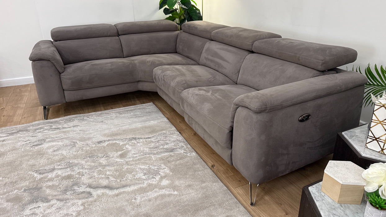 DFS Fabric Left Hand Facing Single Recliner Corner in Pewter