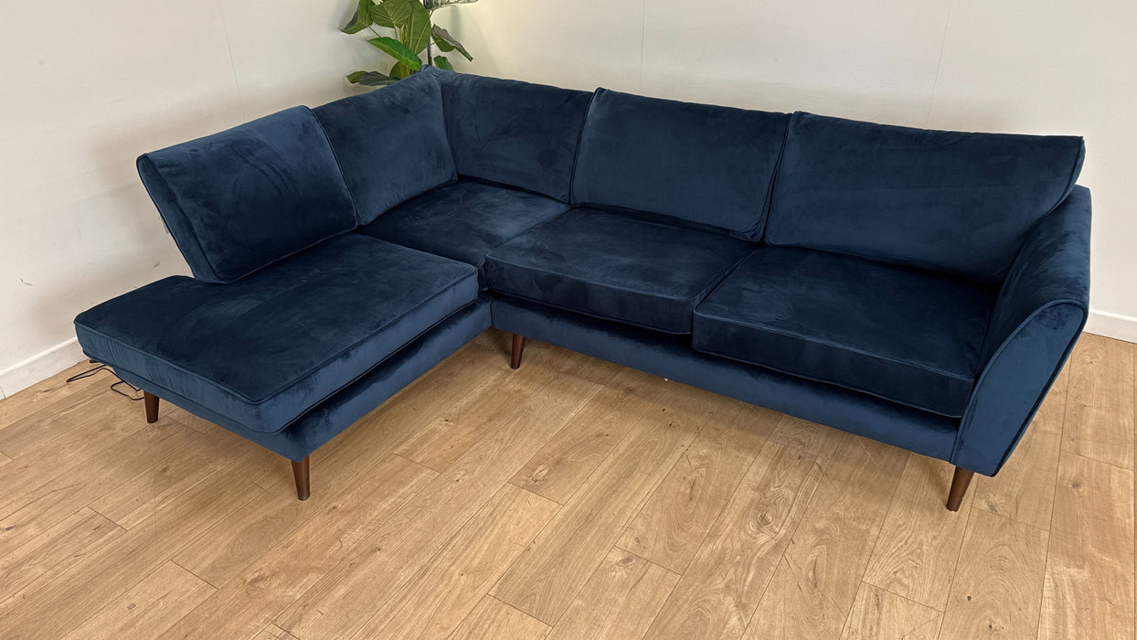 Sofology The Keswick Terminal End 1 Corner 2 Fabric Sofa in Deluxe Velvet Navy
