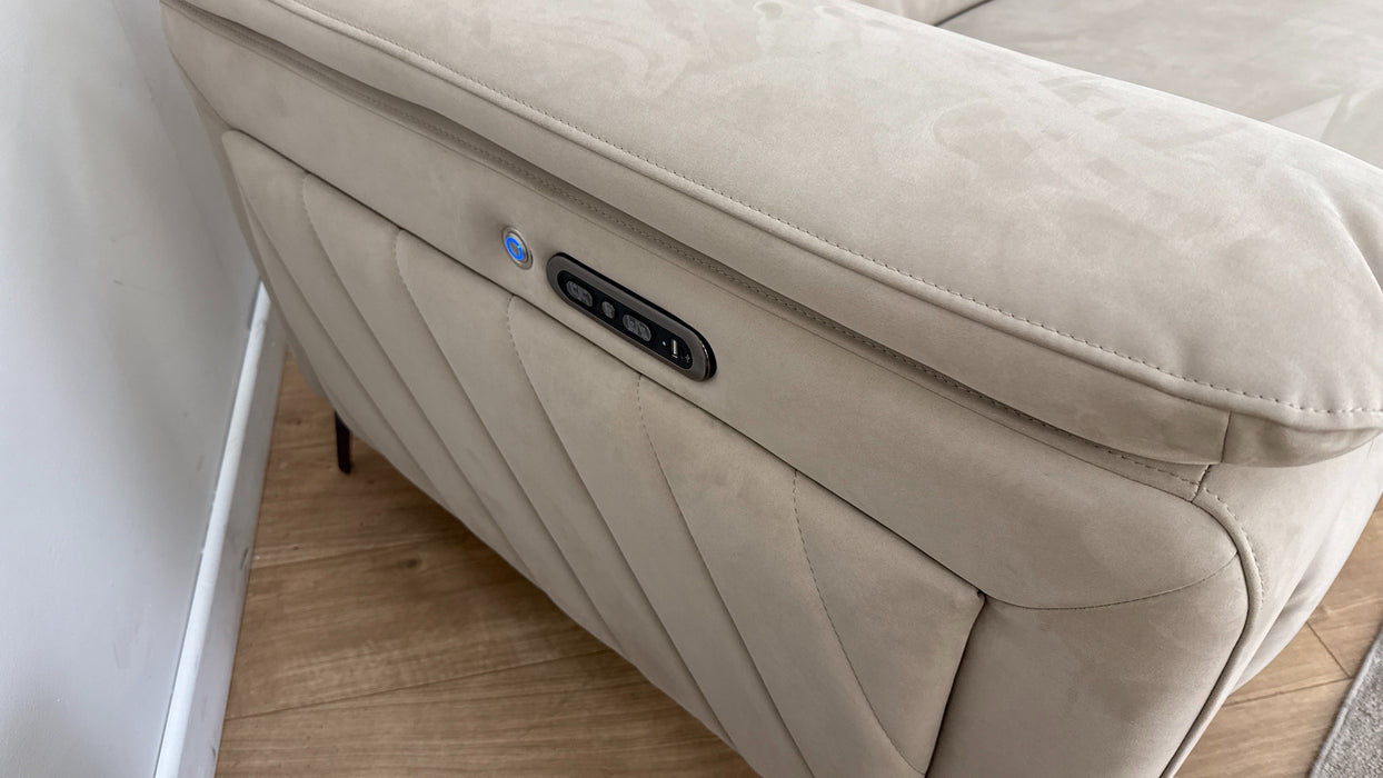 Sofology The Fratelli Fabric 2.5 Seater Power Recliner/Headrest in Lifestyle Nubuck Feel Stone