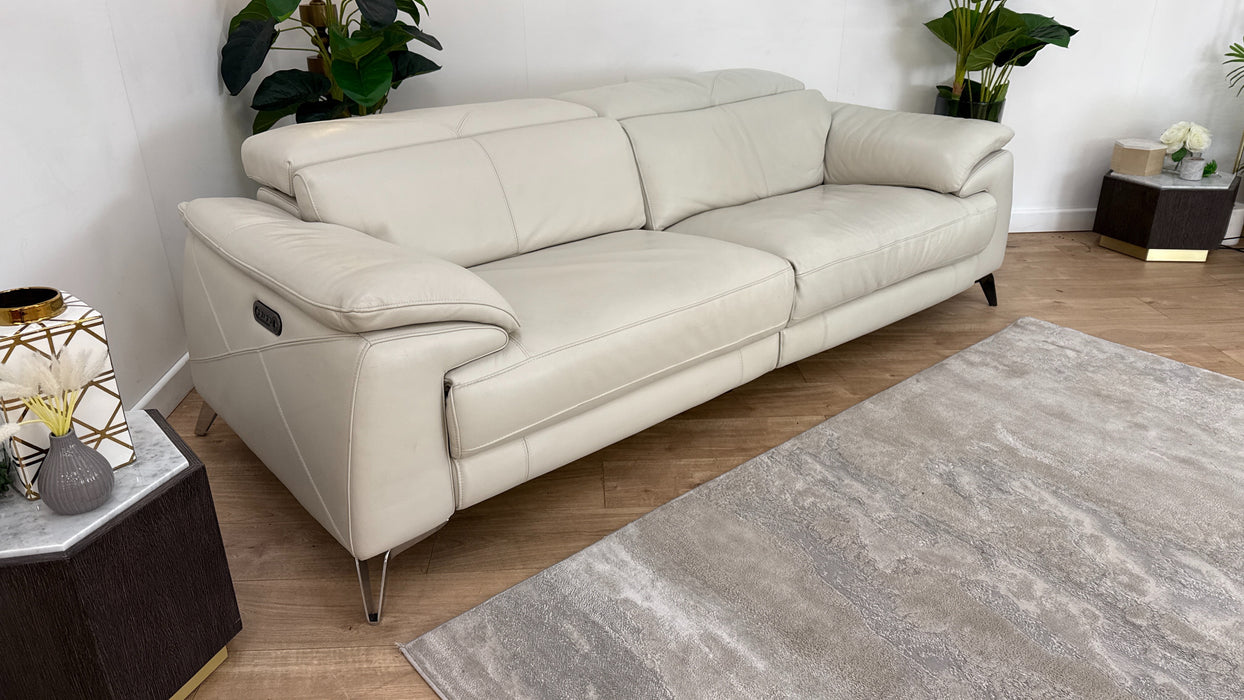 DFS Leather 3 Seater Recliner in Ivory