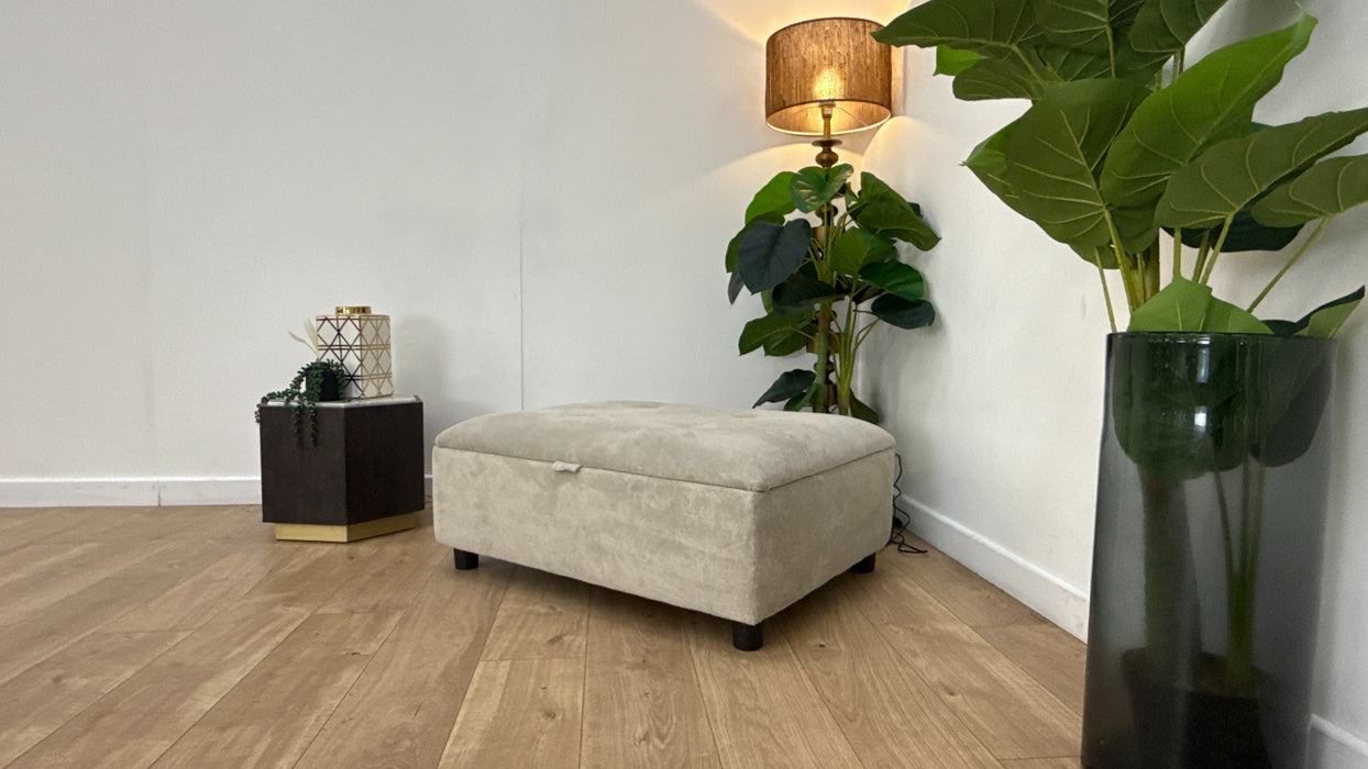 Sofology Ascot Fabric Storage Footstool in Soft Sherpa Stone