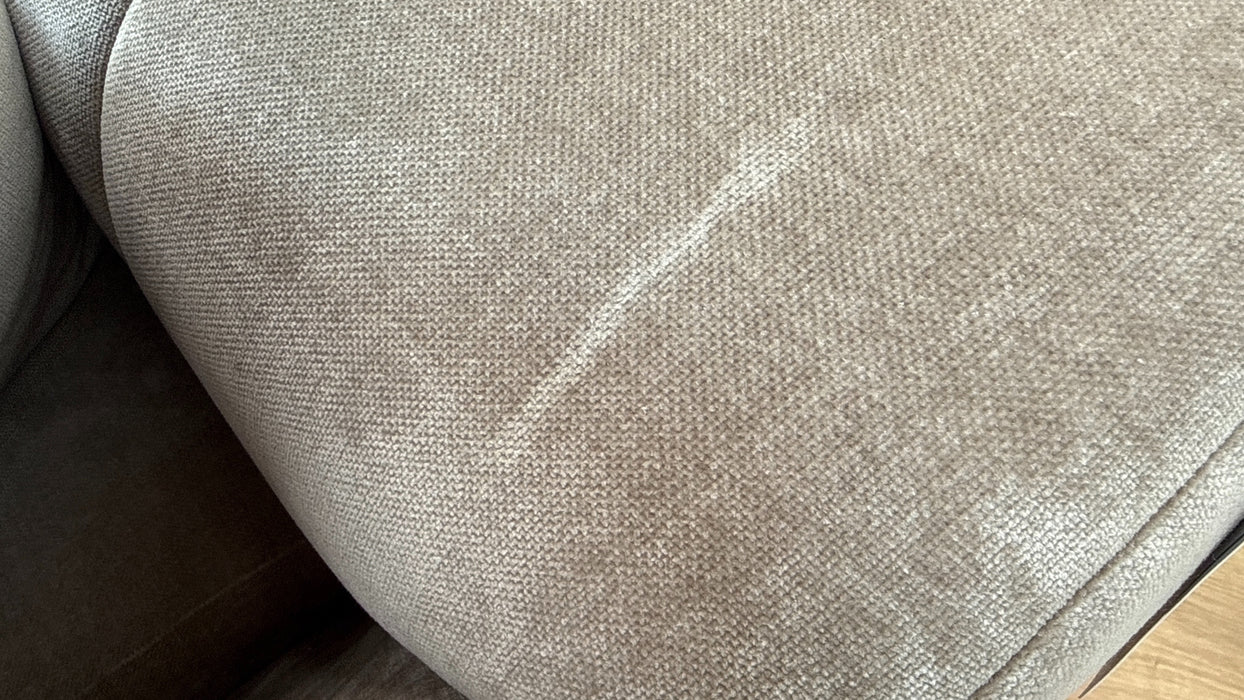 Sofology Oscar Fabric 4 Seater Gold Trim in Fine Textured Chenille Stone Mix