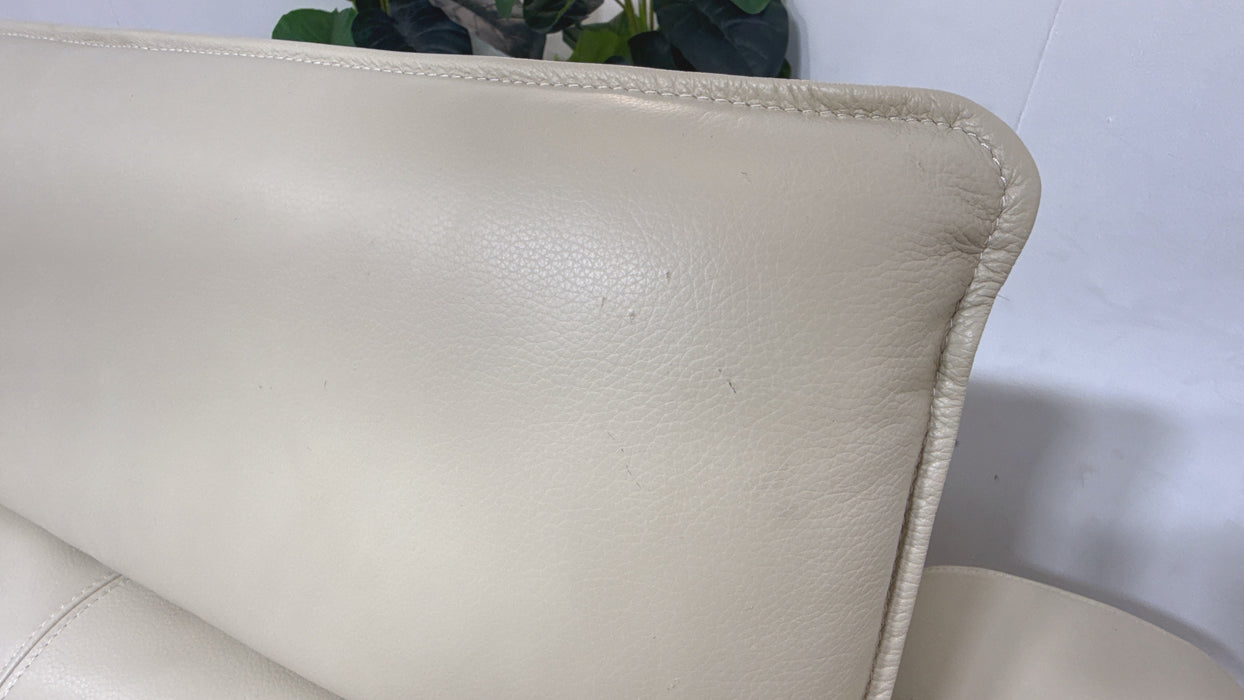 Sofology Premiere Leather 2.5 Seater Power Recliner/Headrest in Trusty Embossed Bone China