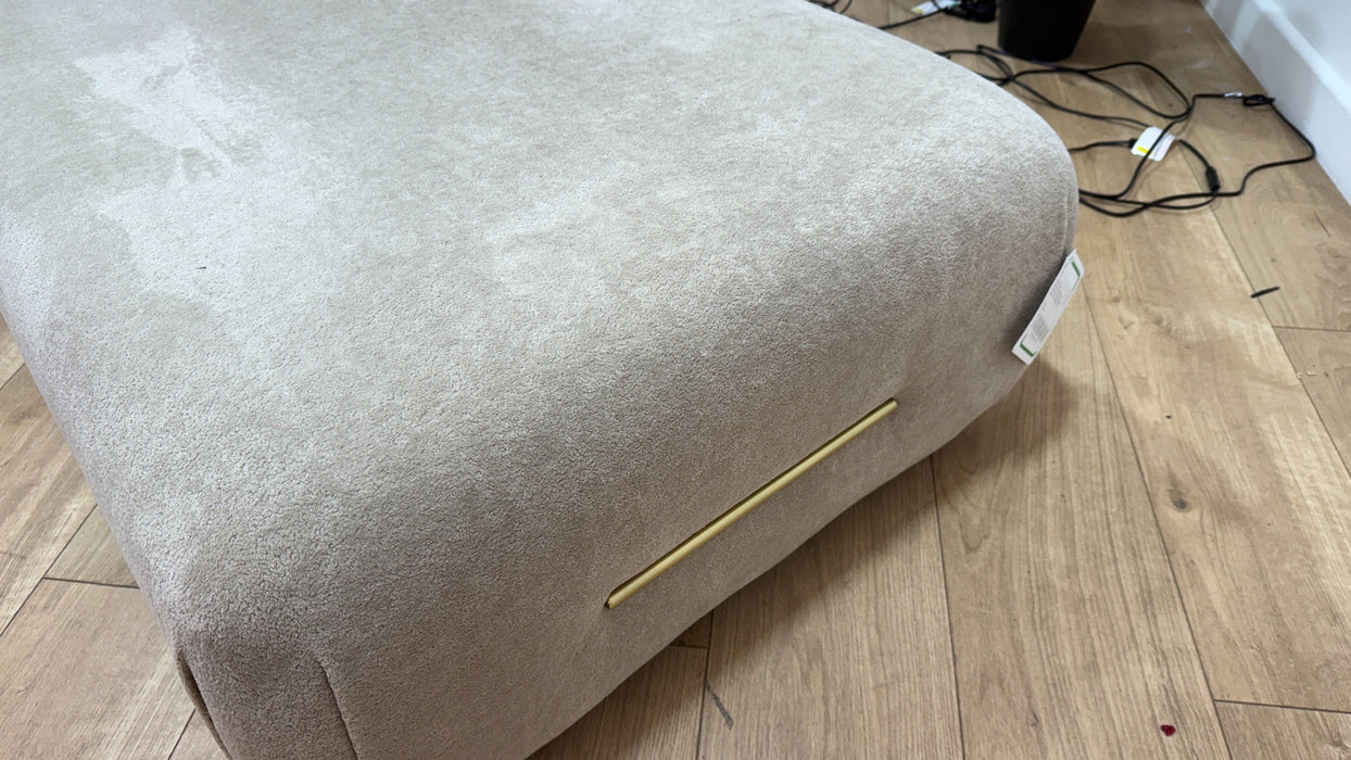 Sofology Reign Fabric Designer Footstool Gold Trim in Luxe Sherpa French Beige