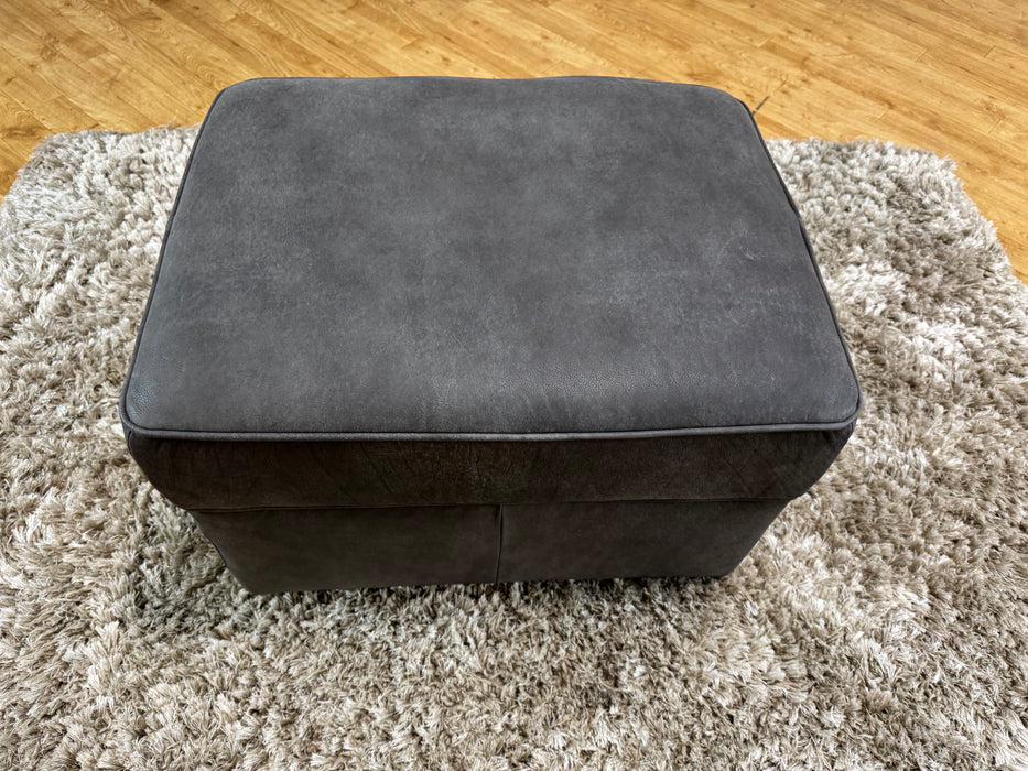 Bartello Leather Storage Footstool Character Charcoal (WA2)