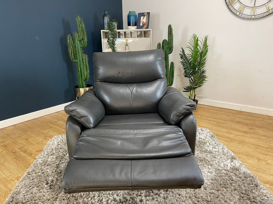 Albion Leather Chair Charcoal -  Manual Recliner (WA2)