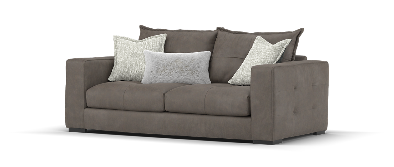 Sofology Artisan Leather 3 Seater in Character Leather Charcoal/Pepper Mix
