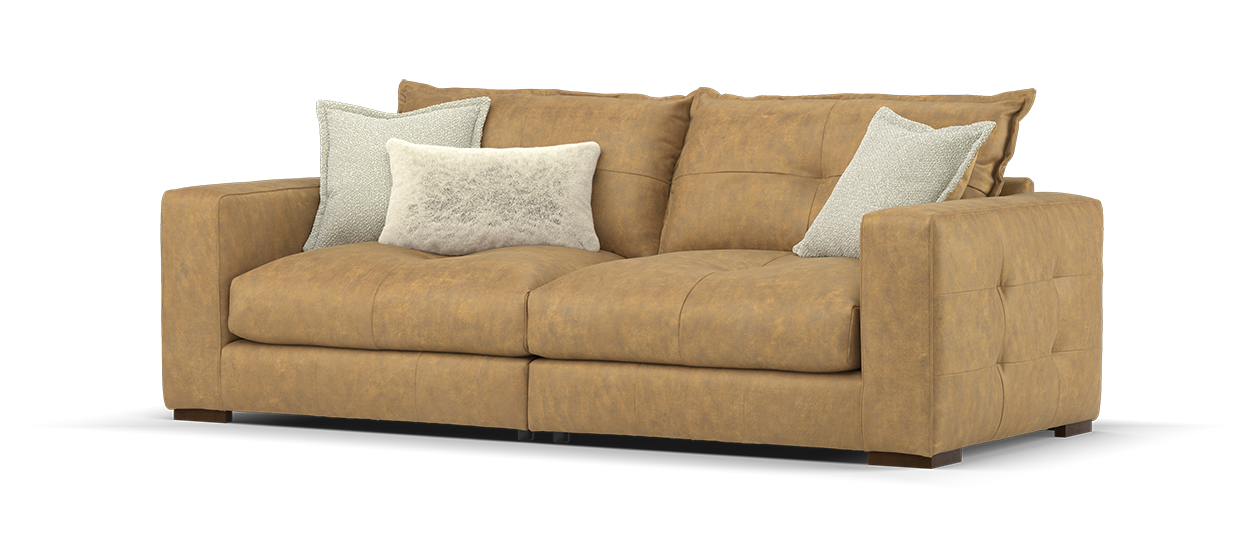 Sofology Artisan Leather 3 Seater in Natural/Mink Mix