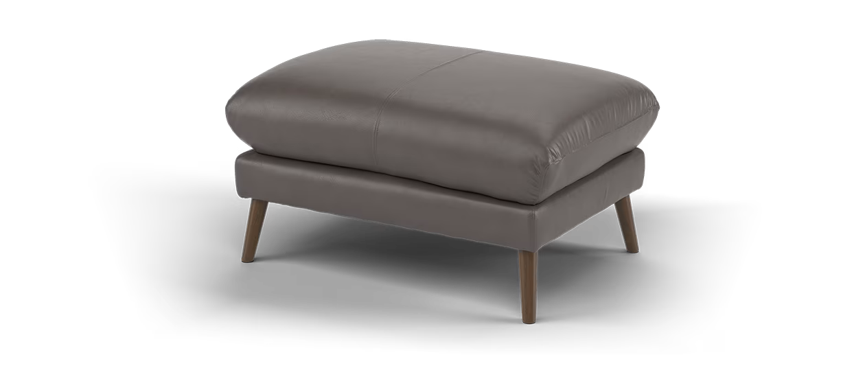 Sofology Adler Leather Designer Footstool in Black Coffee