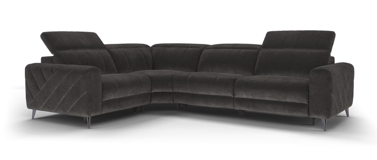 Sofology Allure Fabric 1.5 Corner 3 Power Recliner/Headrest Heated Seats Speakers in Relaxed Chenille Raisin