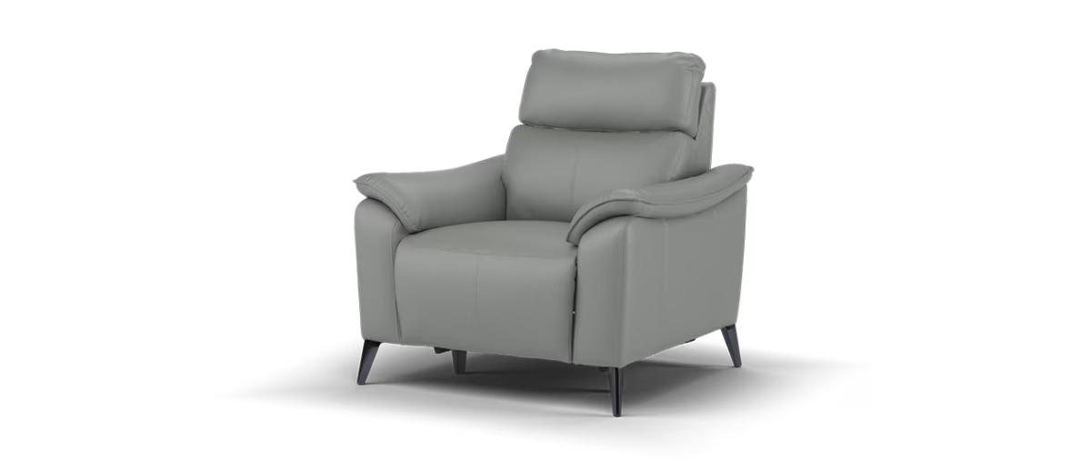 Sofology Arlo Leather Chair Power Recliner/Headrest in Trusty Embossed Elephant