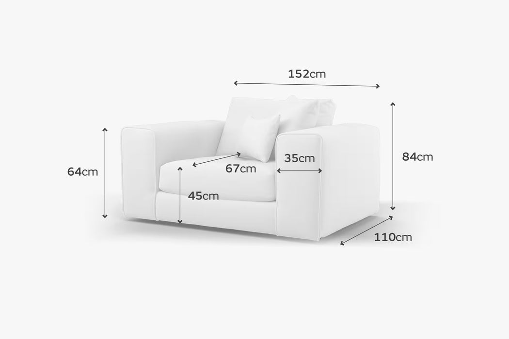 Sofology Ascot Fabric Loveseat in Texture Chenille Natural Mix