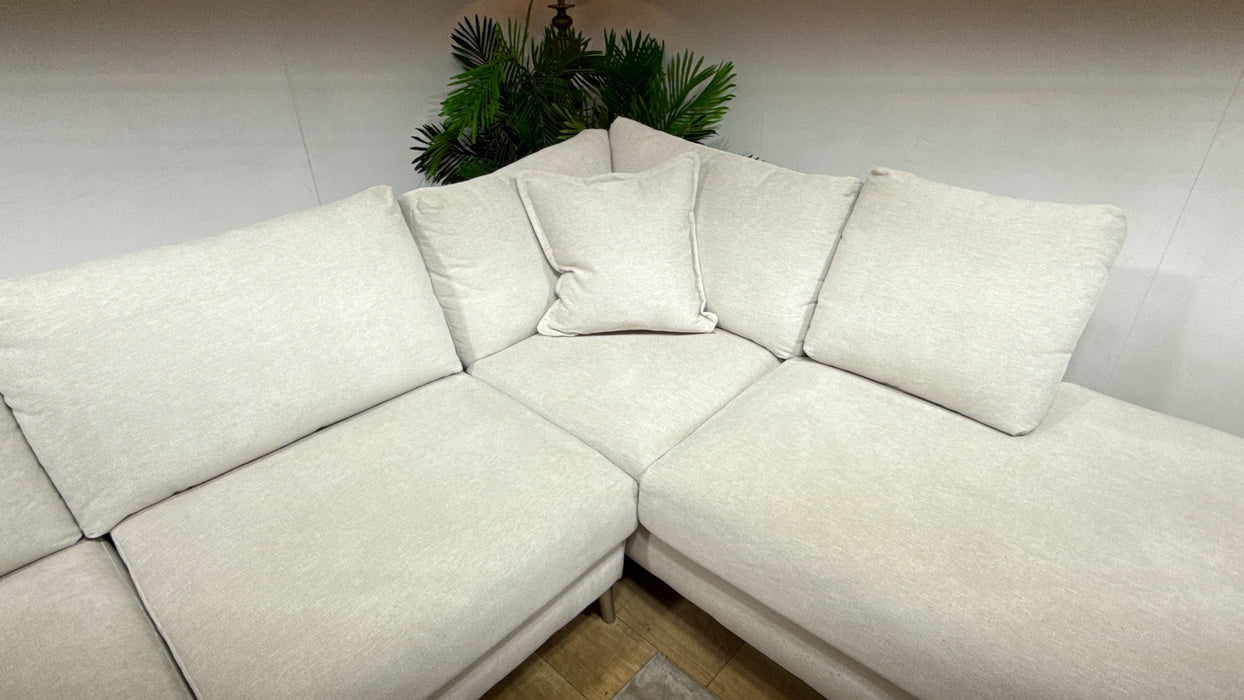 Sofology Mayfair Fabric 3 Corner 1 Chaise Foam Seats in Linen Look Chenille Mist/Pearl Mix