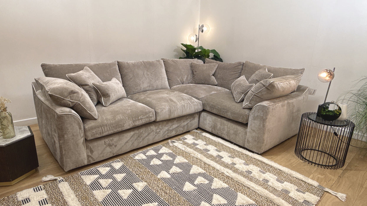 Sofology Georgio Fabric 3 Corner 1 Extra Flex Seats in Luxe Chenille Stone Mix