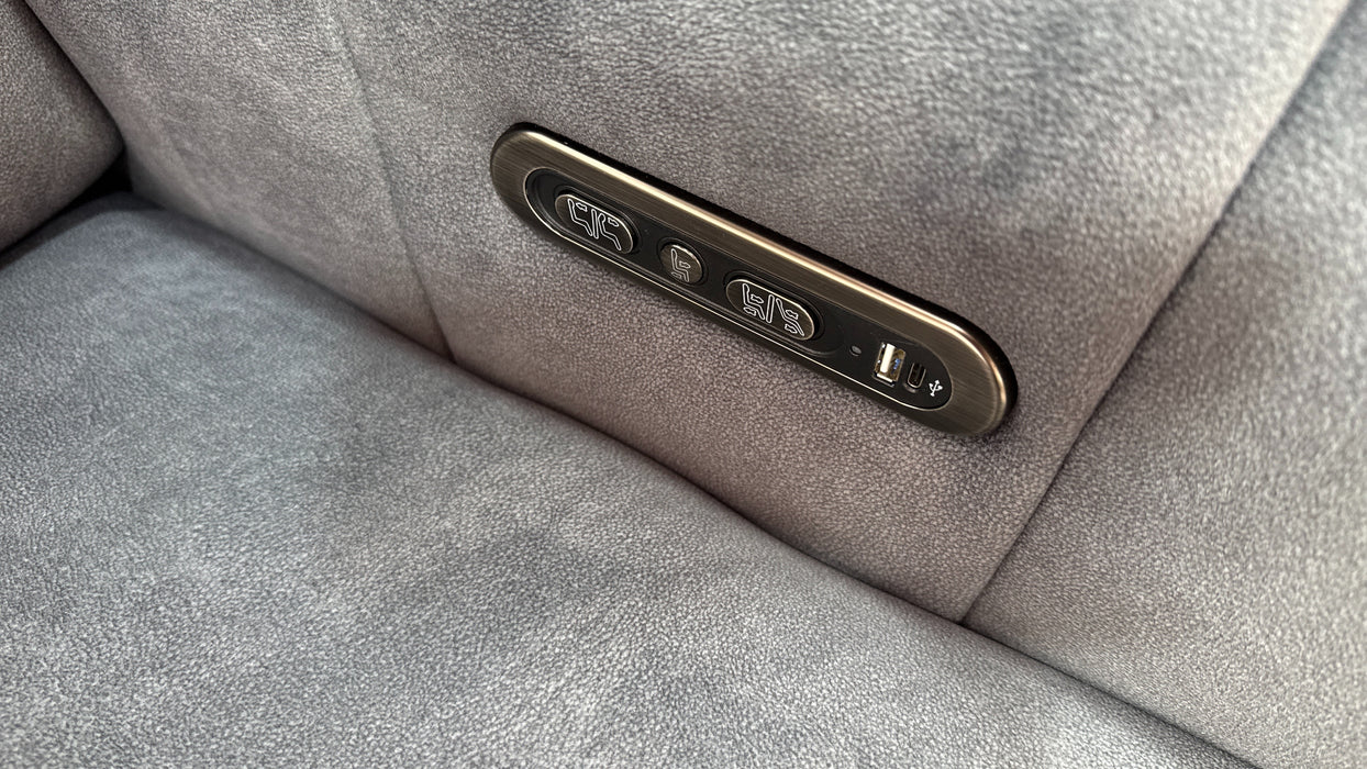 Sofology Paramount Fabric 3 Corner 3 Power Recliner/Headrest in Lifestyle Flecked Charcoal