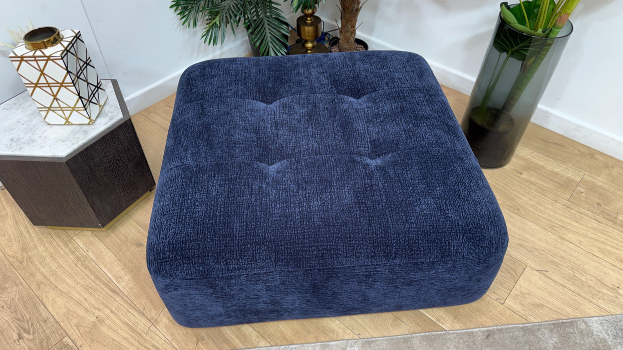 Sofology Flex Fabric Footstool in Heavy Textured Chenille Navy