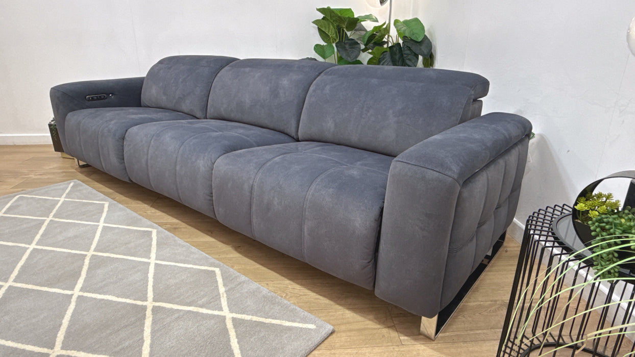 Sofology Marvella Fabric 4 Seater Split Power Recliner/Headrest Heated Seats in Lifestyle Flecked Charcoal