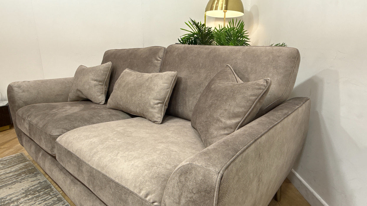 Sofology Hackney Fabric 3 Seater Sprung Seats in Lifestyle Dapple Fabric Stone
