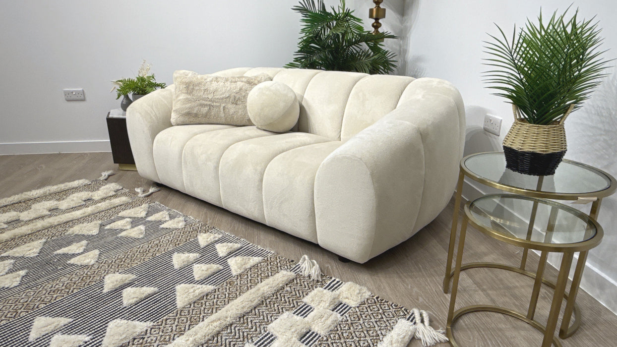 Sofology Waldorf 2 Seater Fabric Sofa in Soft Sherpa Natural Mix