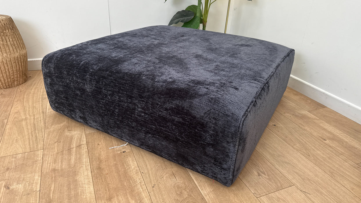 Sofology The Bellagio Fabric Footstool in Chunky Luxe Chenille Ink