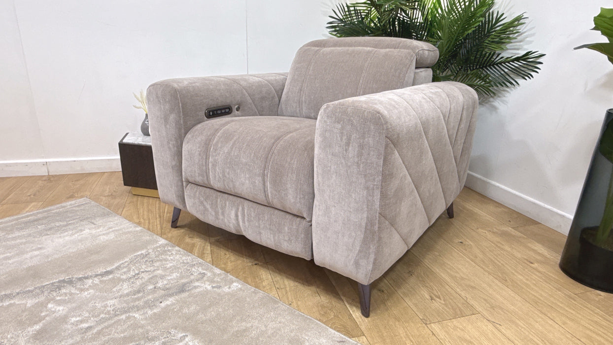 Sofology Allure Fabric Chair Power Recliner/Headrest in Relaxed Chenille Nutmeg