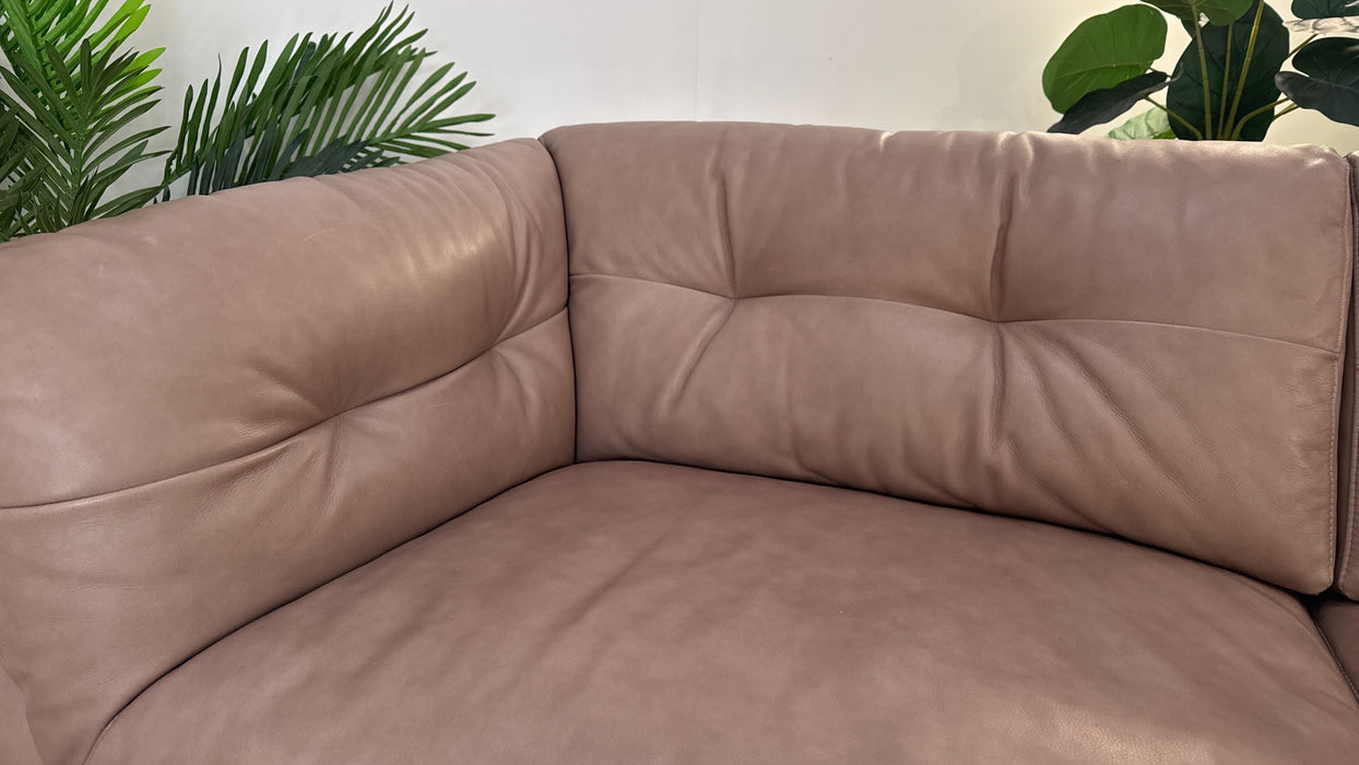 Sofology Hygge Leather 4 Seater Split in Relaxed Soft Stone