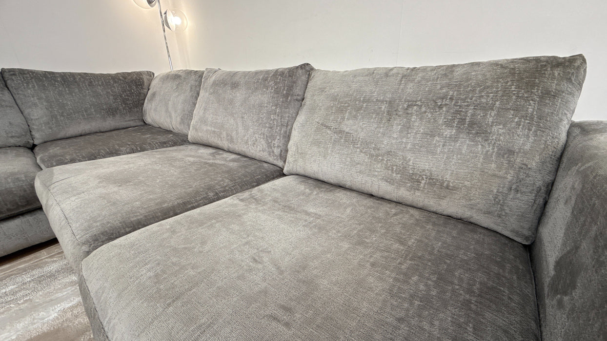 Majestica 1 Corner 3 Terminal - Fabric  Sofa   -  Plain Steel Mix