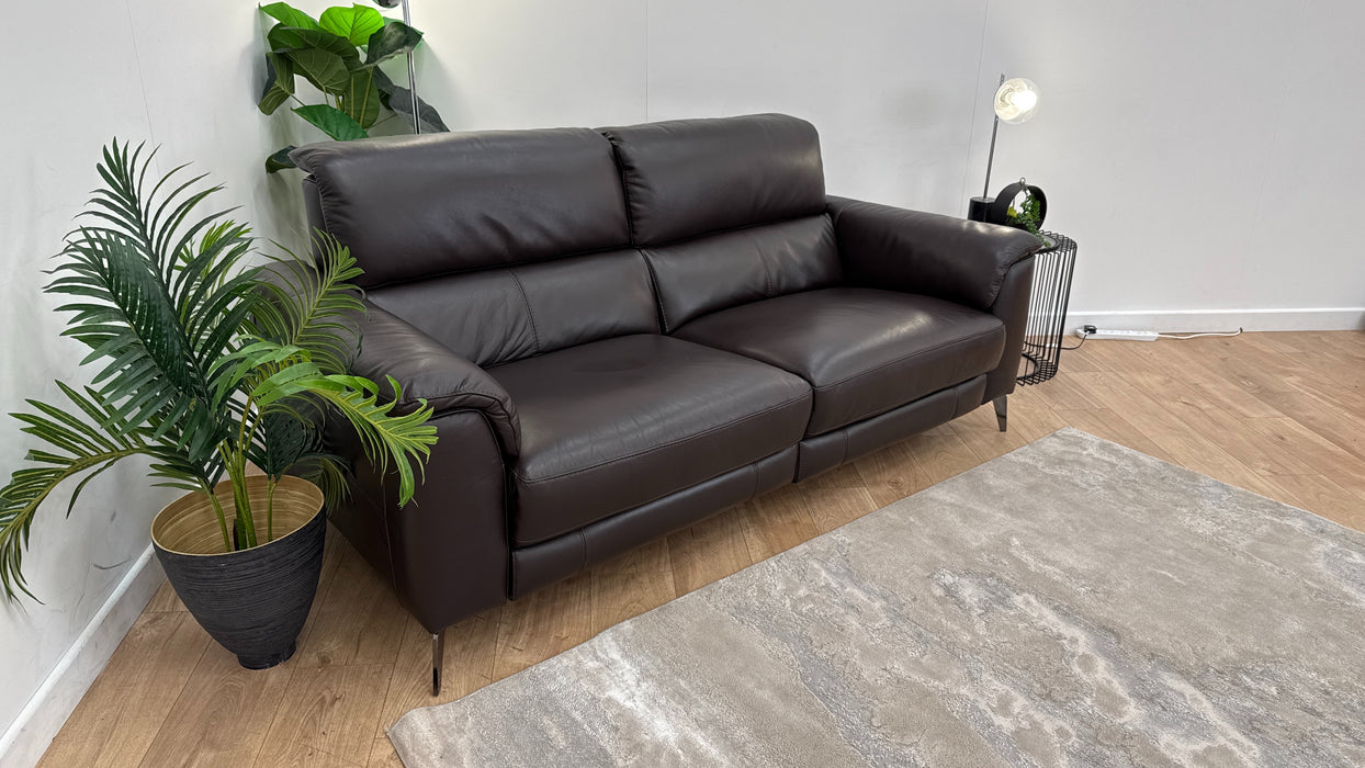 Sofology Illinois 3 Seater Leather Recliner in Brown