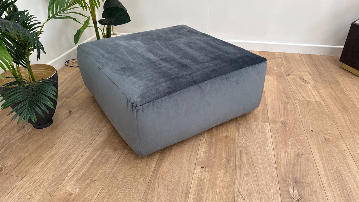 Tallulah Fabric Designer Footstool - Velvet Grey All Over