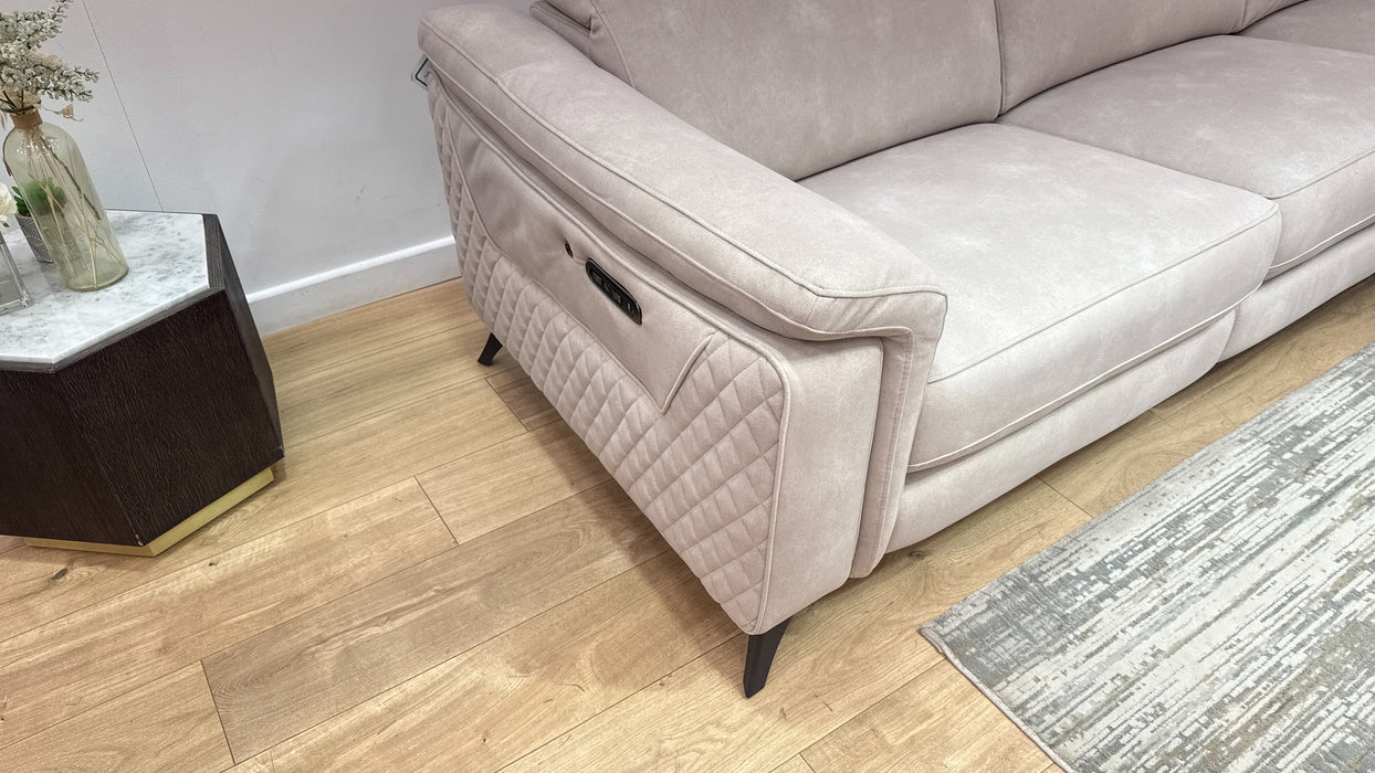 Sofology Ezra Fabric 3 Corner 3 Power Recliner/Headrest Heated Seats in Lifestyle Flecked Ivory