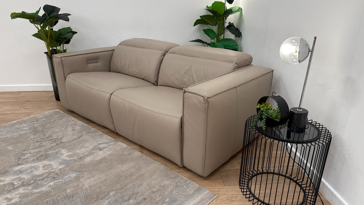 Sofology The Horizon Leather 2.5 Seater Power Recliner/Headrest in Trusty Embossed Stone