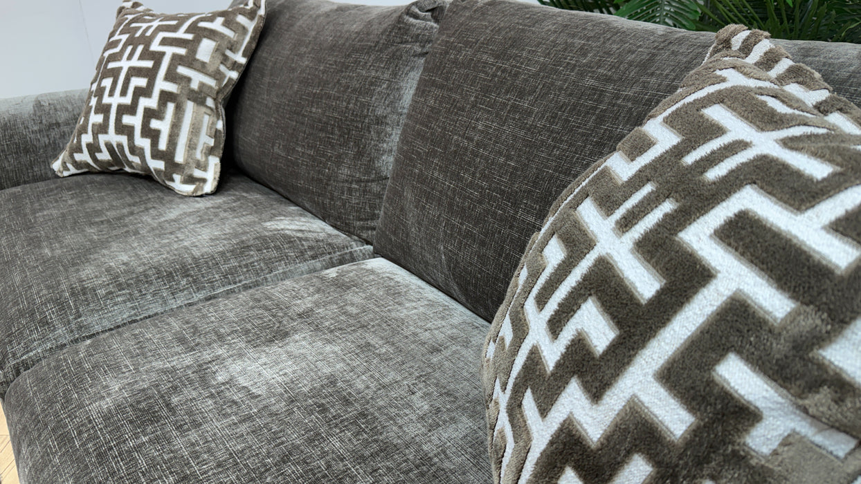 Sofology Mayfair Fabric 3 Seater Foam Seats in Luxury Chenille Truffle/Gold Mix