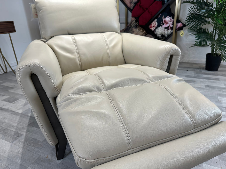 Packham - Power Reclining Leather Chair - Le Mans Silver