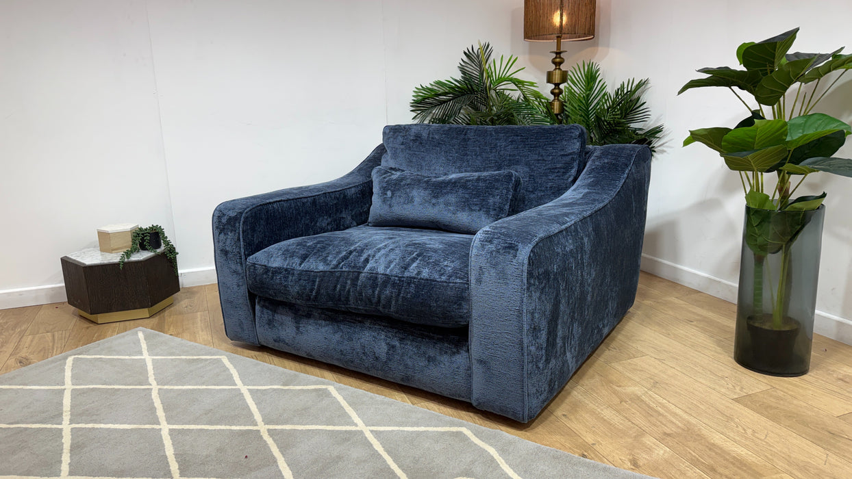 Sofology Bellagio Fabric Loveseat Reversible Feather Flex Seats in Chunky Luxe Chenille Ink Mix