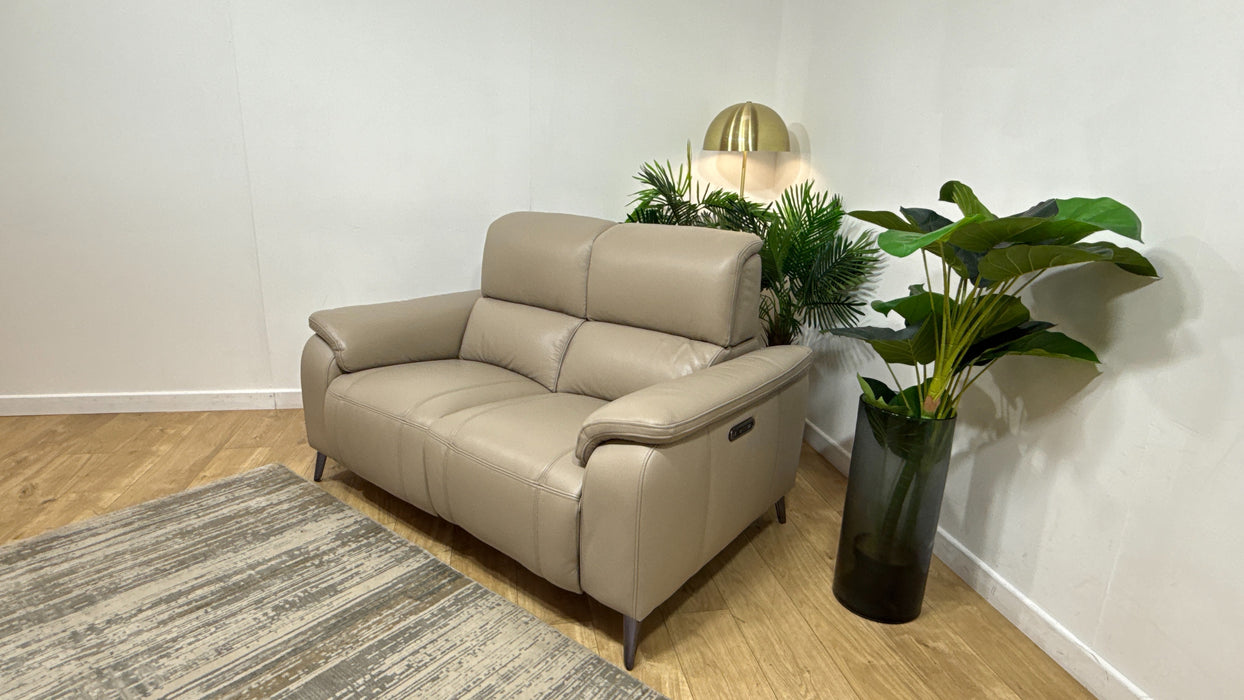 Sofology Bailey Leather 2 Seater Power Recliner in Trusty Embossed Stone