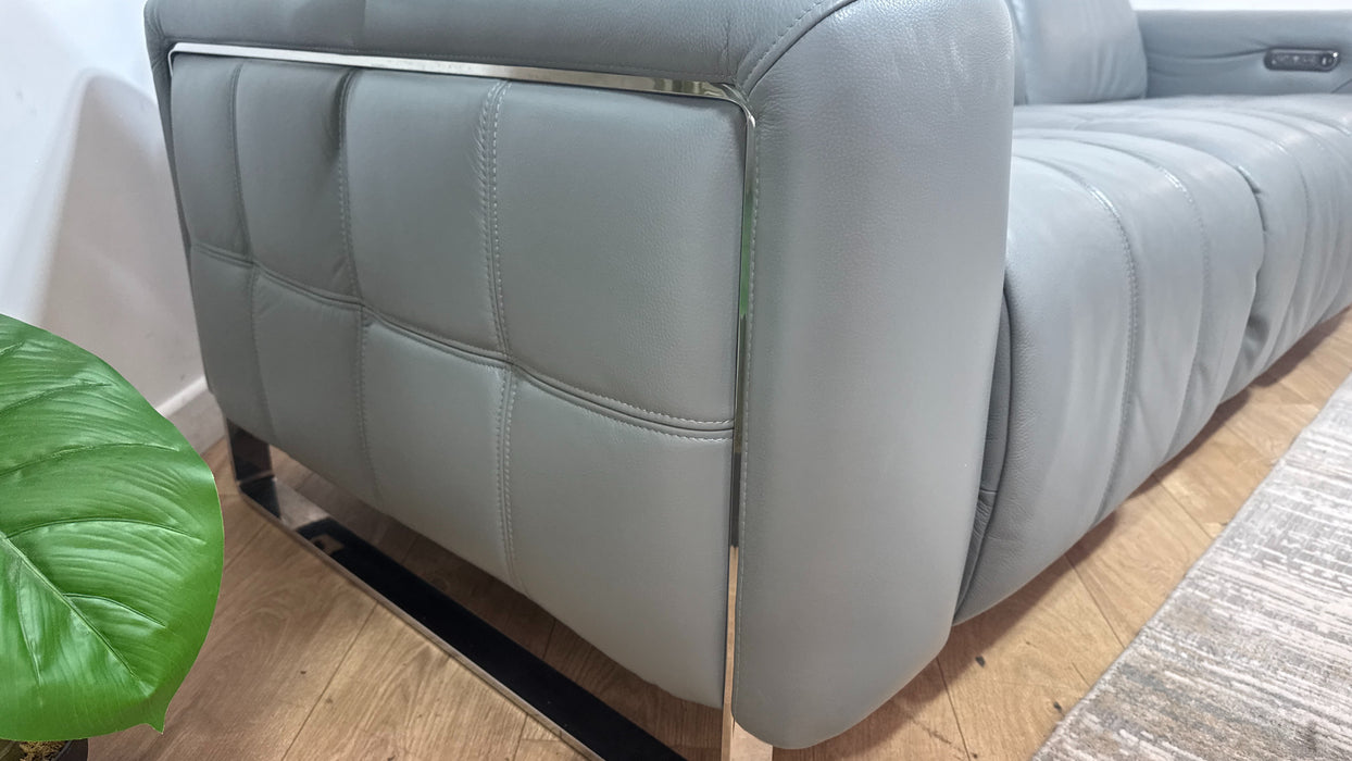 Sofology Marvella Leather 3 Seater Power Recliner/Headrest in Trusty Sheen Granite Teal