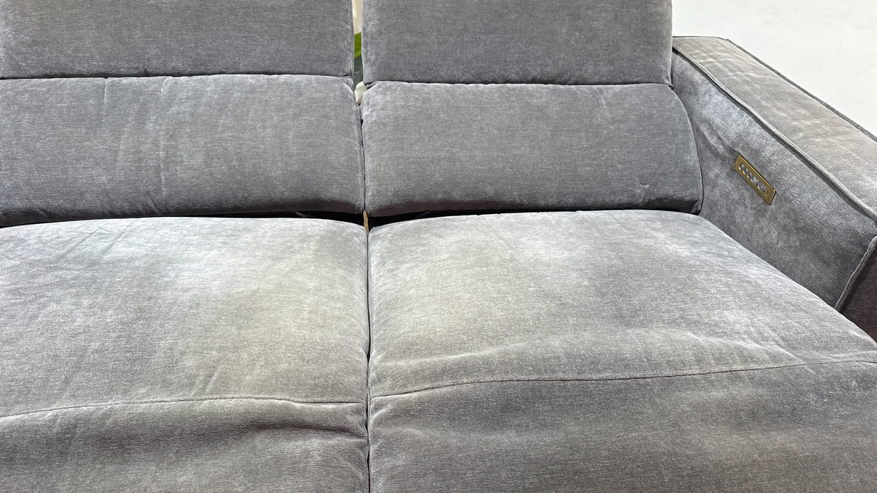 Sofology Horizon Fabric 2.5 Seater Power Recliner/Headrest in Textured Chenille Charcoal
