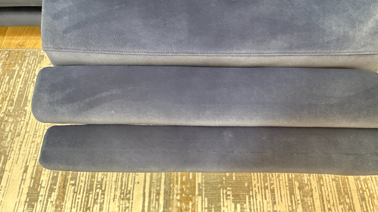 Sofology Illinois Fabric 1 Corner 2 Power Recliner/Headrest in Lifestyle Mottled Navy Blue