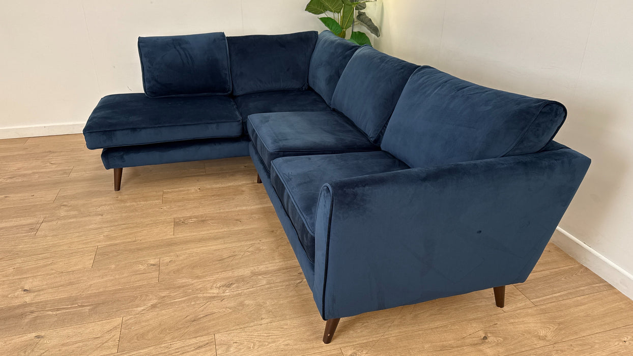 Sofology The Keswick Terminal End 1 Corner 2 Fabric Sofa in Deluxe Velvet Navy