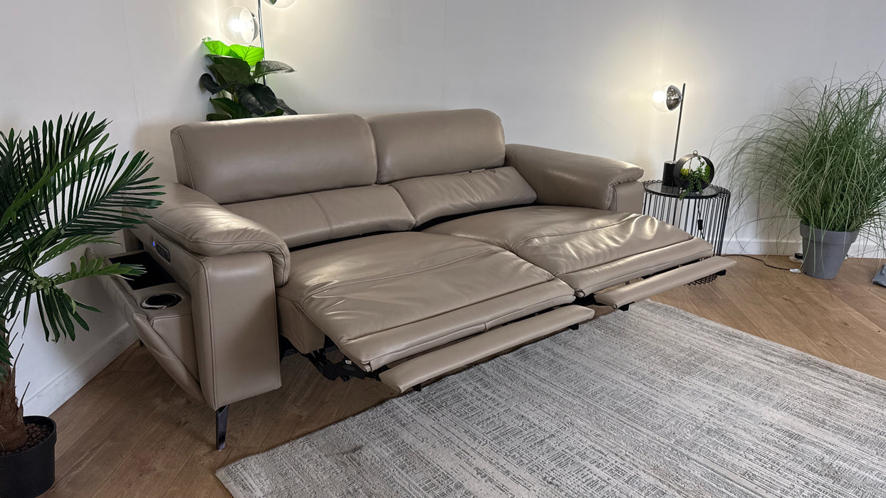 Sofology The Fratelli Leather 2.5 Seater Power Recliner/Headrest in Trusty Embossed Stone