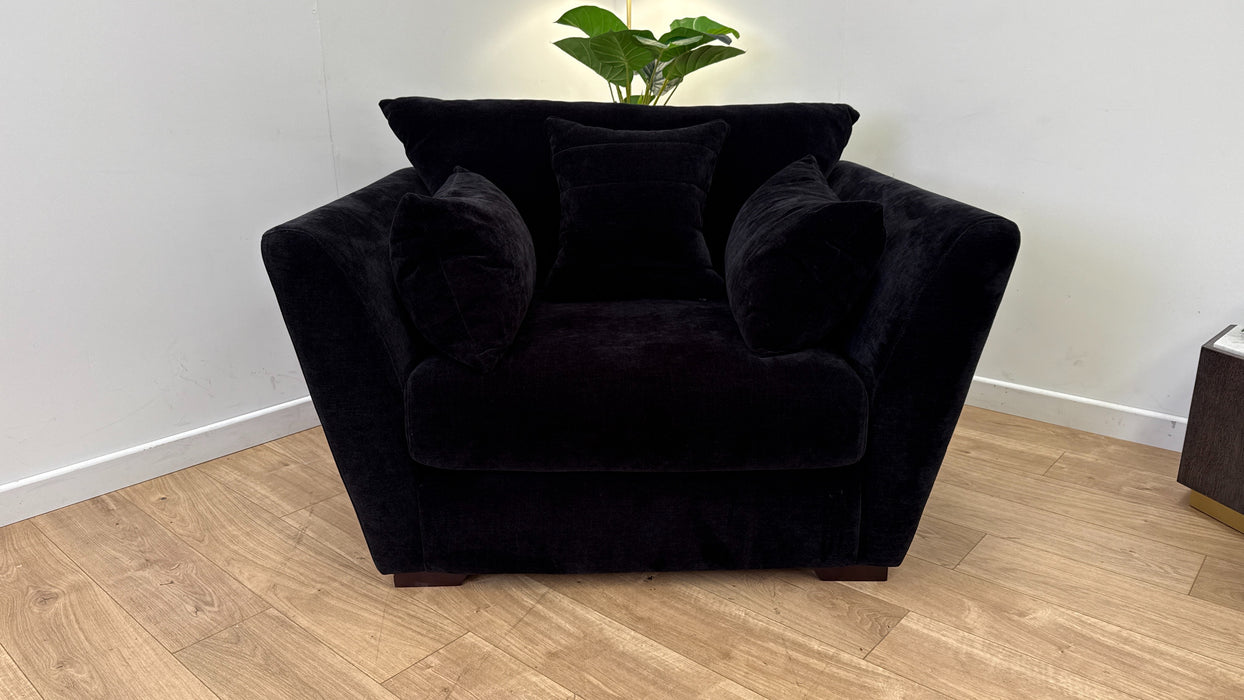 Sofology Calista Fabric Loveseat Full Back in Soft Chenille Ebony