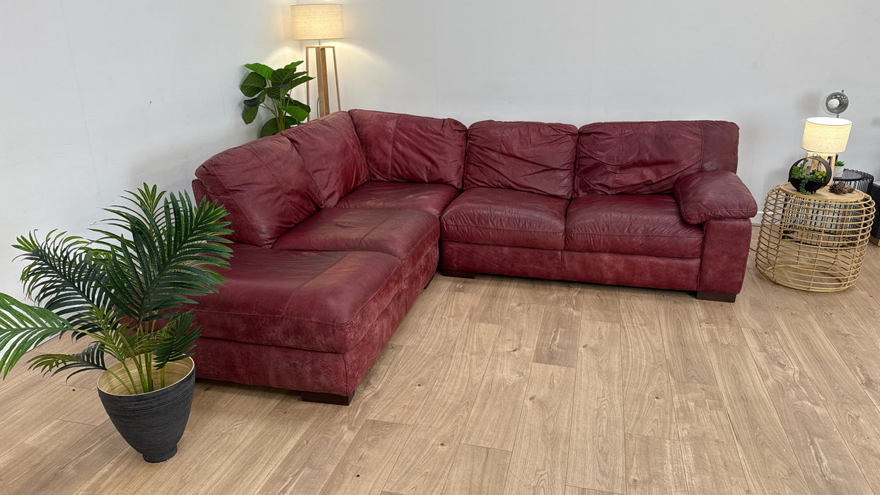 Linara 1 Terminal Corner 2 - Leather Sofa - Texas Bordeaux