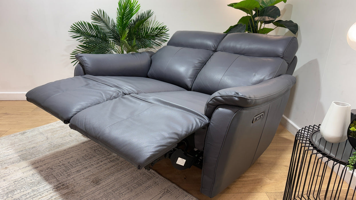 Sofology Parker Leather 2 Seater Power Recliner/Headrest in Trusty Sheen Lavendar Grey