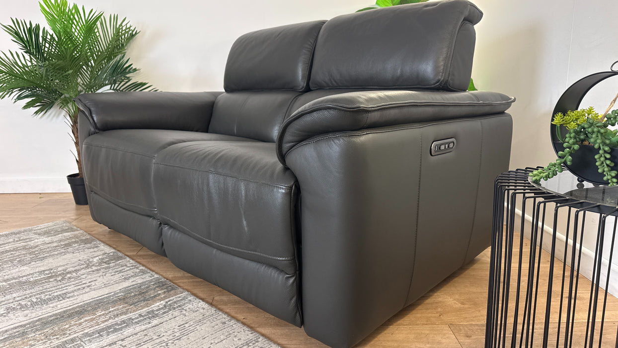 Sofology The Hugo 2 Seater Recliner in Trusty Embossed Leather Charcoal