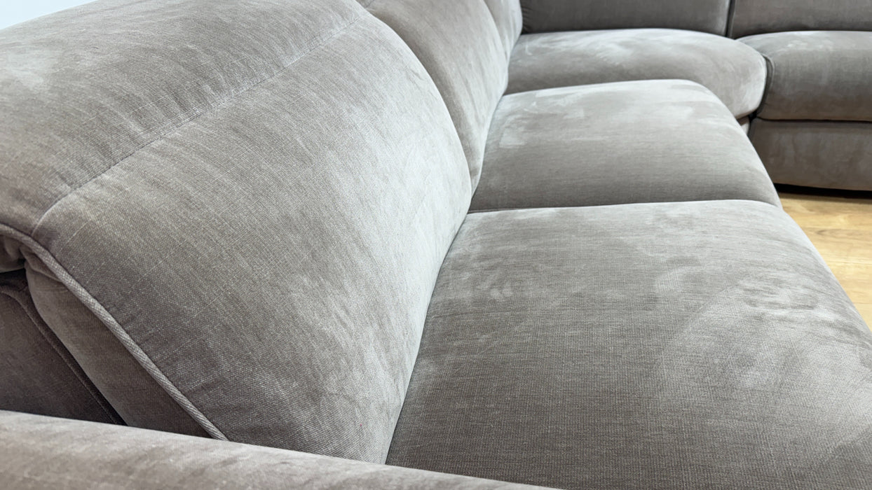 Sofology Plaza Fabric 3 Corner 1.5 Power Recliner/Headrest Heated Seats in Relaxed Chenille Nutmeg