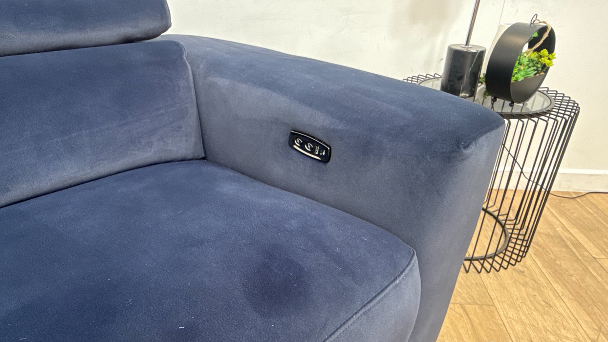 Sofology Metropolitan Fabric 3 Seater Power Recliner in Lifestyle Mottled Navy Blue