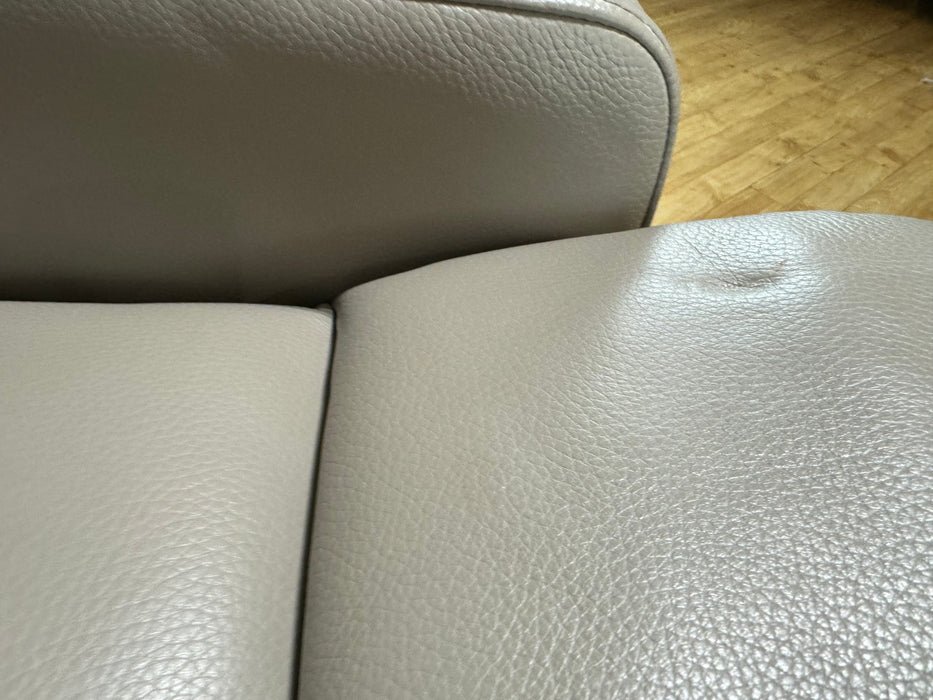 Renato Leather 2.5 Seater Console - Trusty Embossed Leather Stone - Power Recliner Speakers - (WA2)