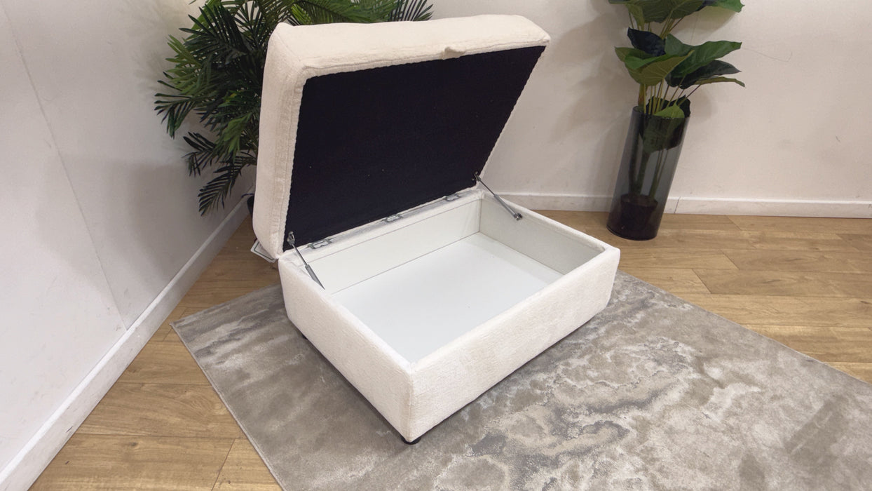 Sofology Bellagio Fabric Storage Extra Flex Footstool in Chunky Luxe Chenille Snow